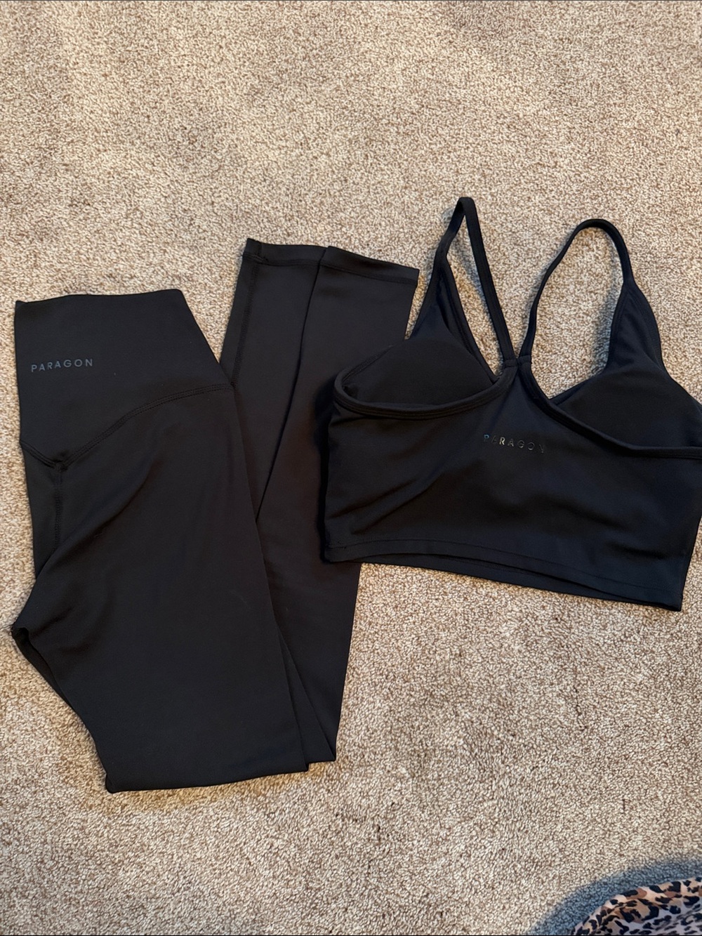 PARAGON Black Sports Bra with High-Waist Leggings